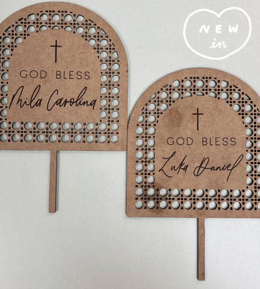 Personalized Rattan Cake Topper